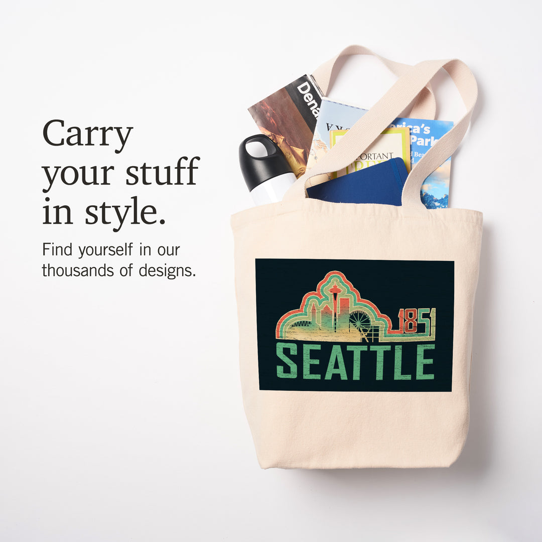 Seattle, Washington, Skyline, Retro,, Tote Bag