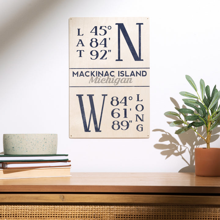 Mackinac Island, Michigan, Latitude and Longitude, Wood Sign and Postcards