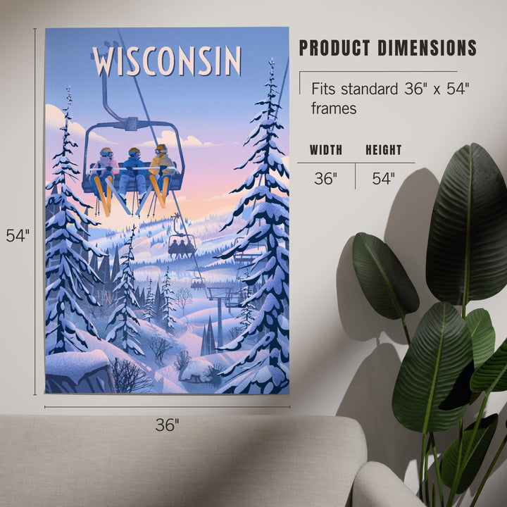 Wisconsin, Chill on the Uphill, Ski Lift, Art & Giclee Prints