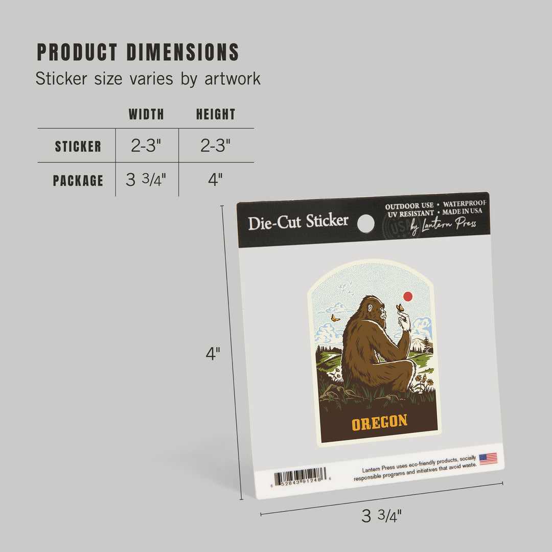 Oregon, Vintage Linework, Bigfoot, Vinyl Sticker