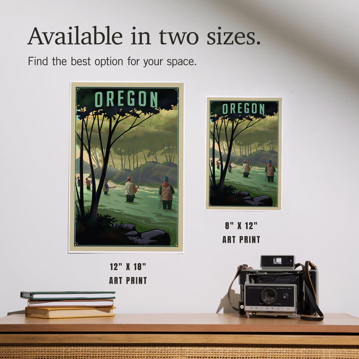 Oregon, Fishing, Lithograph, Art & Giclee Prints