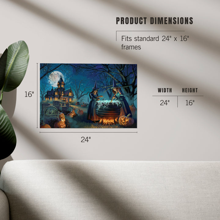 Oil Painting, Cemetery Witch's Brew, Art & Giclee Prints