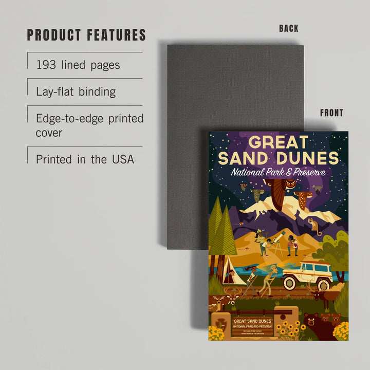 Lined 6x9 Journal, Great Sand Dunes National Park and Preserve, Colorado, Geometric Night Scene, Lay Flat, 193 Pages, FSC paper