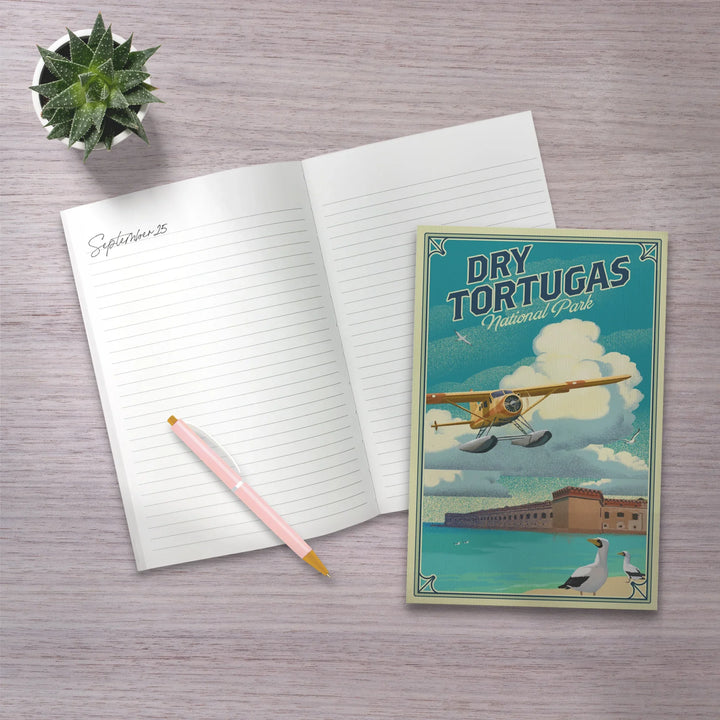 Lined 6x9 Journal, Dry Tortugas National Park, Florida, Lithograph National Park Series, Lay Flat, 193 Pages, FSC paper