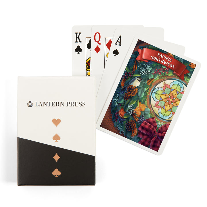 Playing Cards, Pacific Northwest, Front Door with Wreath, 52 Card Deck with Jokers in Box, Unique Art