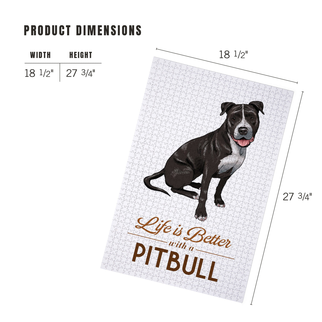 Pitbull, Life is Better, Black and White, Jigsaw Puzzle