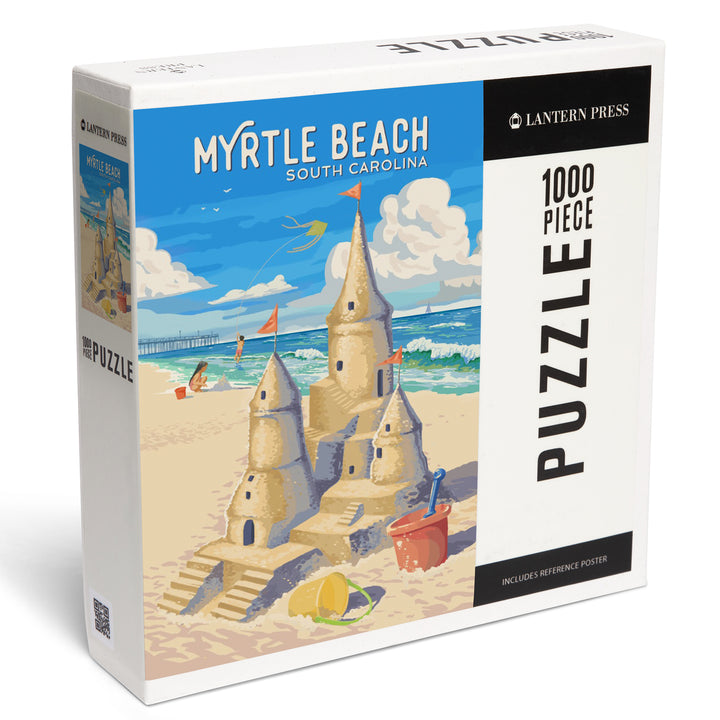 Myrtle Beach, South Carolina, Painterly, Soak Up Summer, Sandcastle, 1000 Piece Jigsaw Puzzle