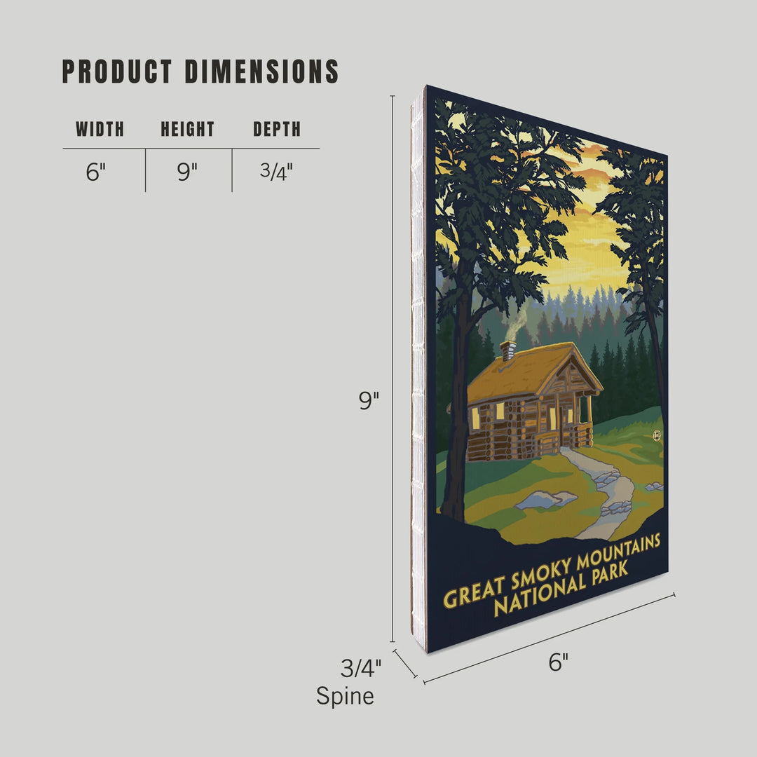 Lined 6x9 Journal, Great Smoky Mountains National Park, Tennessee, Cabin in the Woods, Lay Flat, 193 Pages, FSC paper
