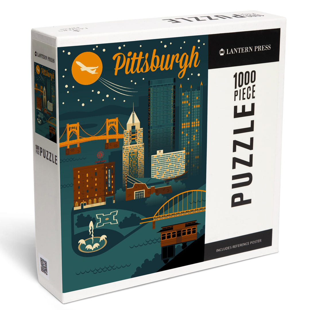 Pittsburgh, Pennsylvania, Retro Skyline Classic Series, Jigsaw Puzzle