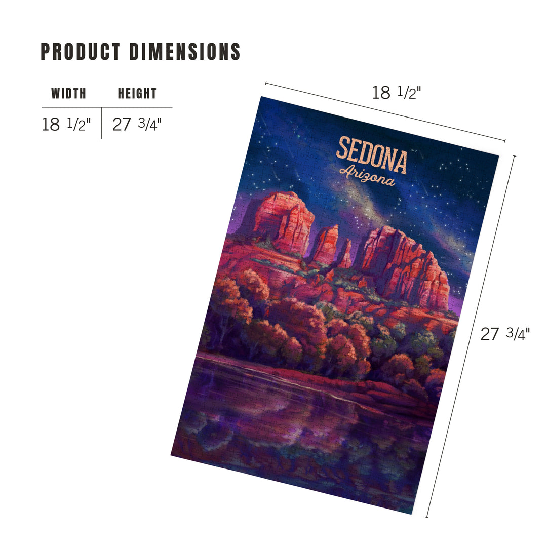 Sedona, Arizona, Oil Painting, Cathedral Rock under the Milky Way, 1000 Piece Jigsaw Puzzle