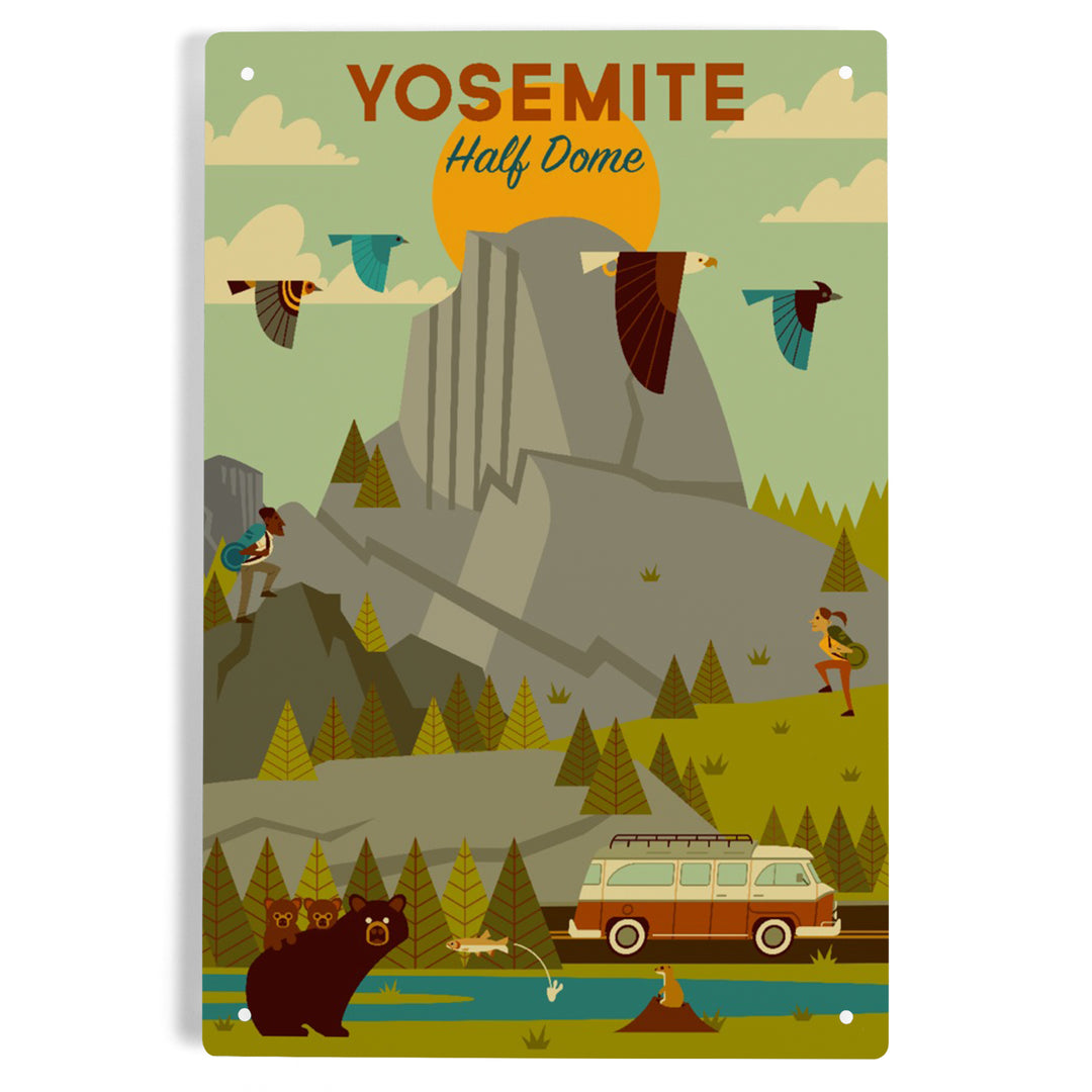 Yosemite National Park, California, Half Dome, Geometric National Park Series, Metal Signs