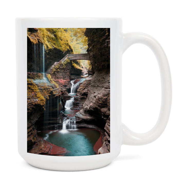 Watkins Glen State Park, New York, Waterfall Scene, Ceramic Mug