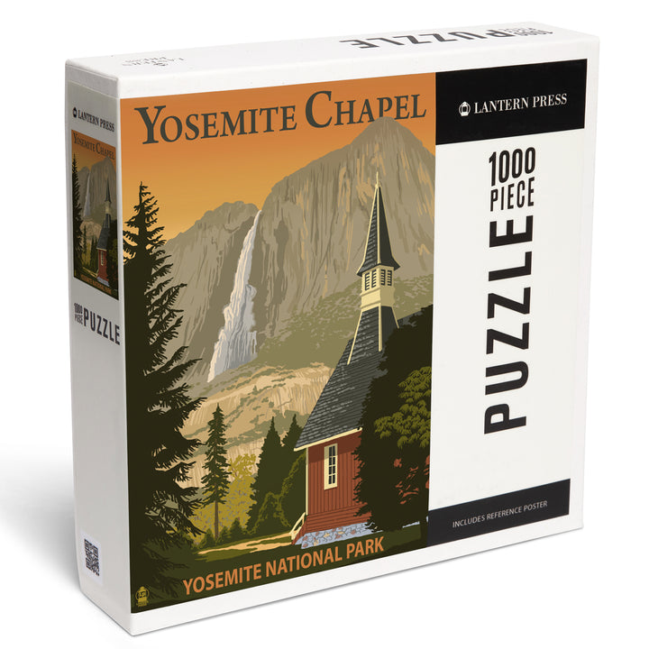Yosemite Chapel and Yosemite Falls, California, Jigsaw Puzzle