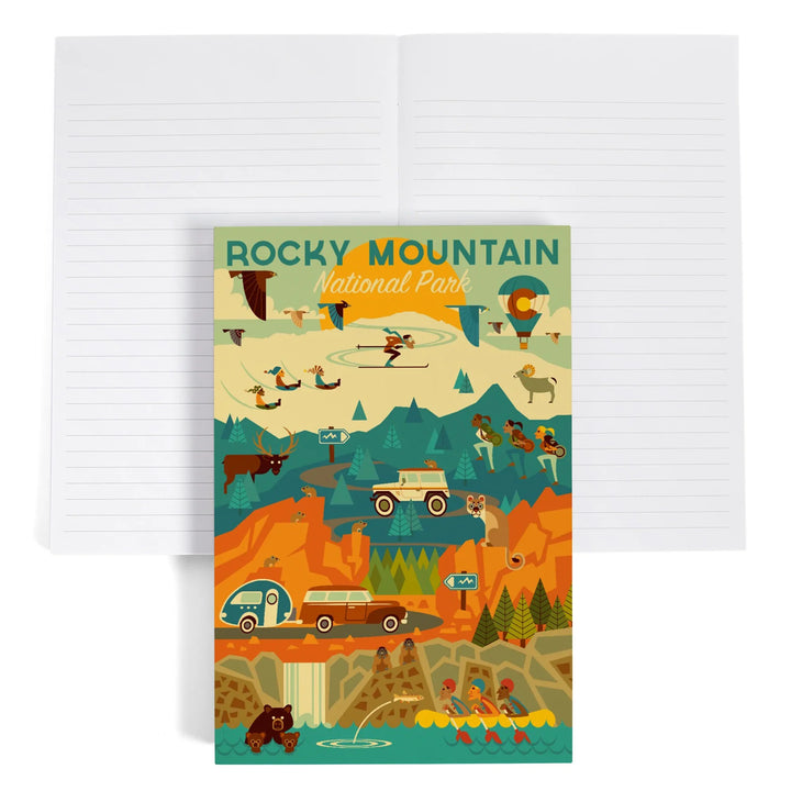 Lined 6x9 Journal, Rocky Mountain National Park, Colorado, Geometric National Park Series, Lay Flat, 193 Pages, FSC paper
