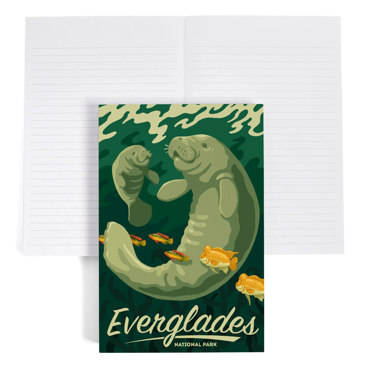 Lined 6x9 Journal, Everglades National Park, Manatee and Calf Swimming, Lay Flat, 193 Pages, FSC paper