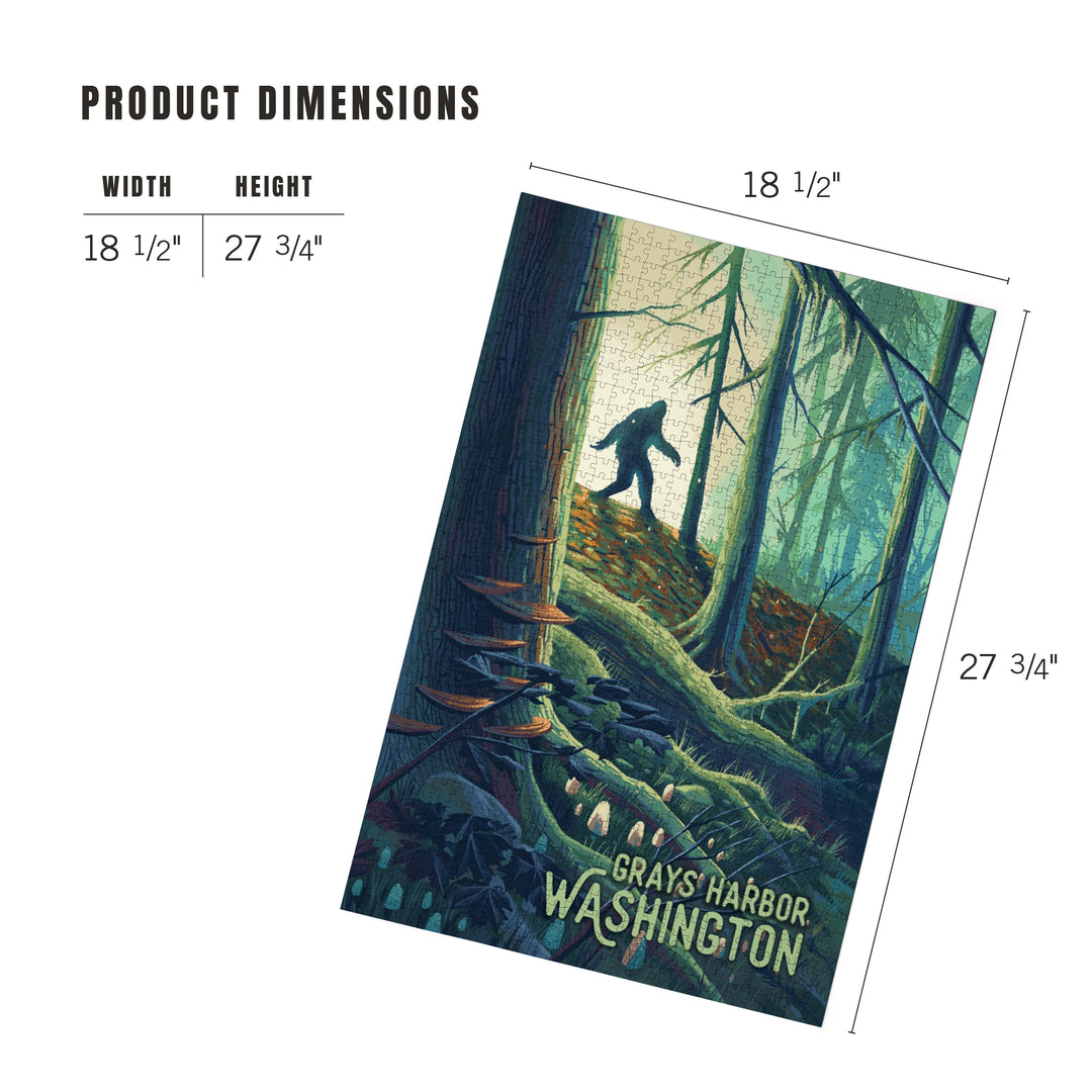 Grays Harbor, Washington, Get Outside Series, Wanderer, Bigfoot in Forest, 1000 Piece Jigsaw Puzzle