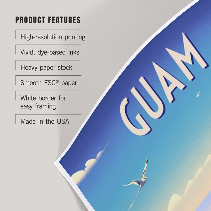Agana, Guam, Lithograph, Beach Cove, Art & Giclee Prints