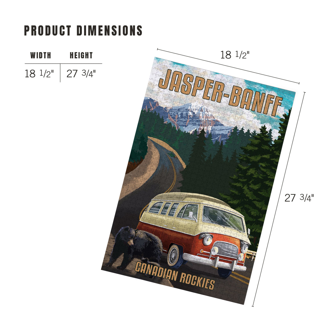 Jasper, Banff, Canada, Canadian Rockies, Bears and Camper Van, Painterly, Jigsaw Puzzle