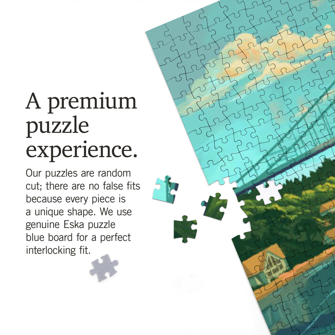 Clayton, New York, Oil Painting, 1000 Islands River Bridge, 1000 Piece Jigsaw Puzzle