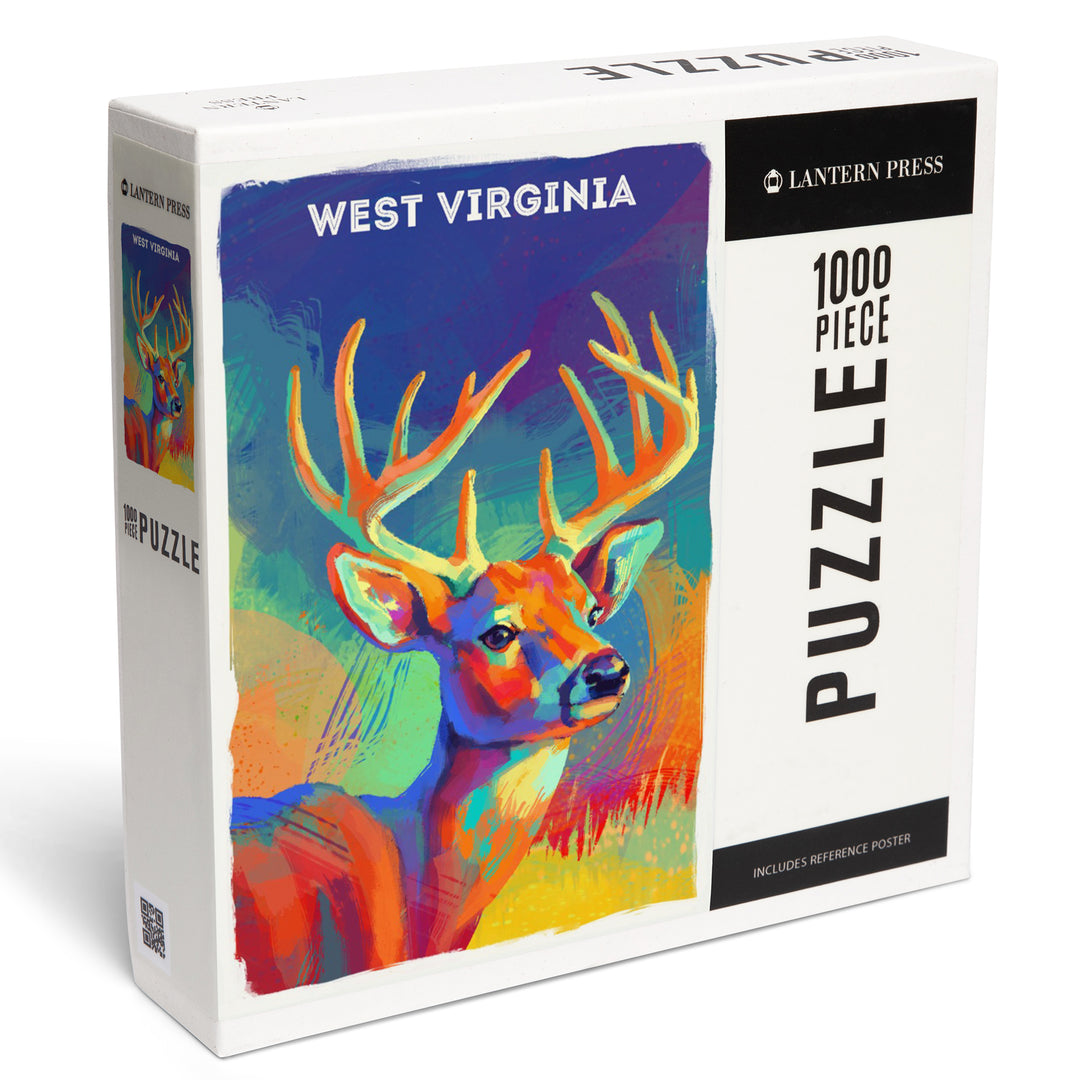 West Virginia, Vivid, White Tailed Deer, 1000 Piece Jigsaw Puzzle
