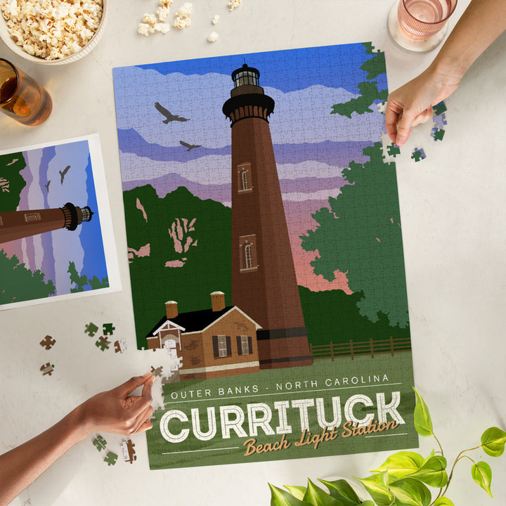 Outer Banks, North Carolina, Currituck Beach Lighthouse, Vector Style, Jigsaw Puzzle