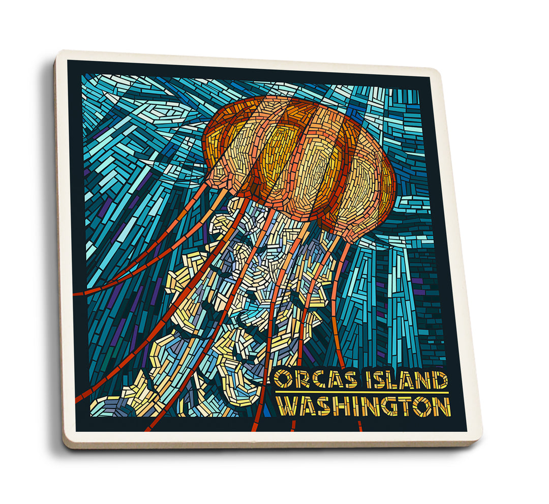 Orcas Island, Washington, Jellyfish Mosaic, Coaster Set