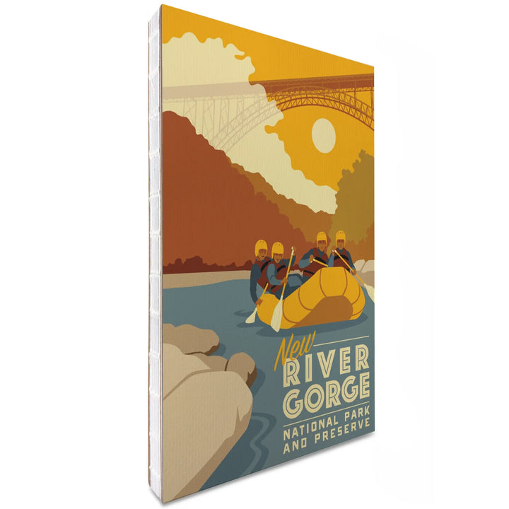 Lined 6x9 Journal, New River Gorge National Park and Preserve, West Virginia, Rafters and Bridge, Vector, Lay Flat, 193 Pages, FSC paper