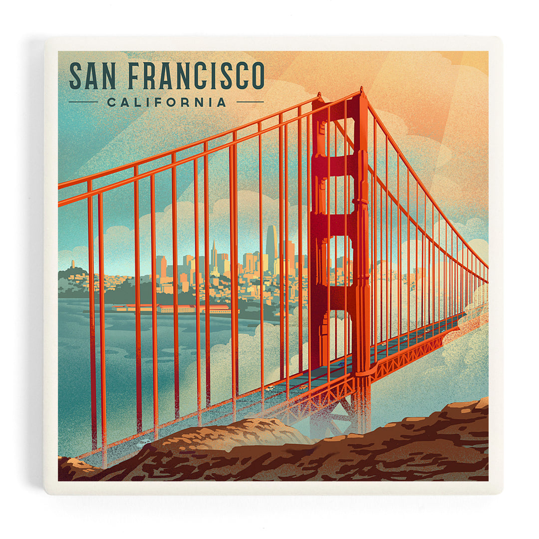 San Francisco, California, Lithograph, City Series, Coasters