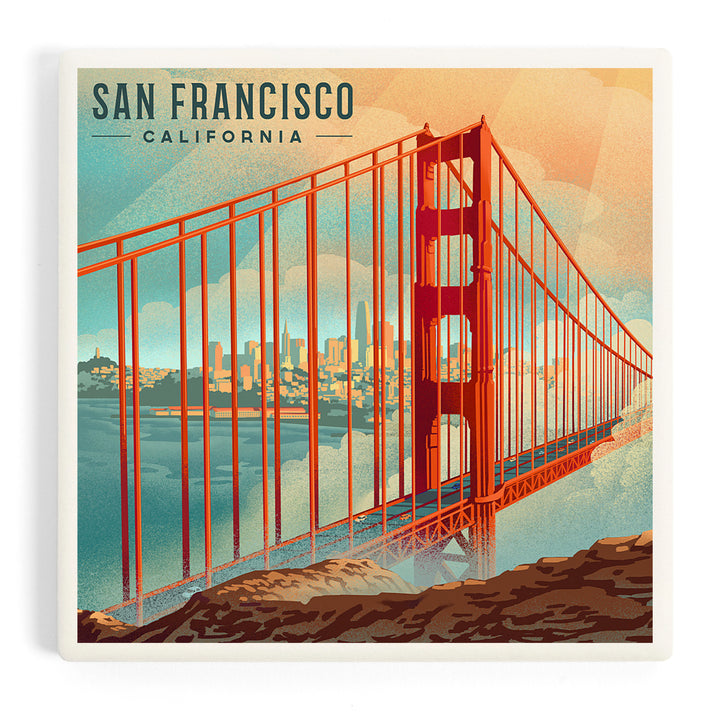 San Francisco, California, Lithograph, City Series, Coasters