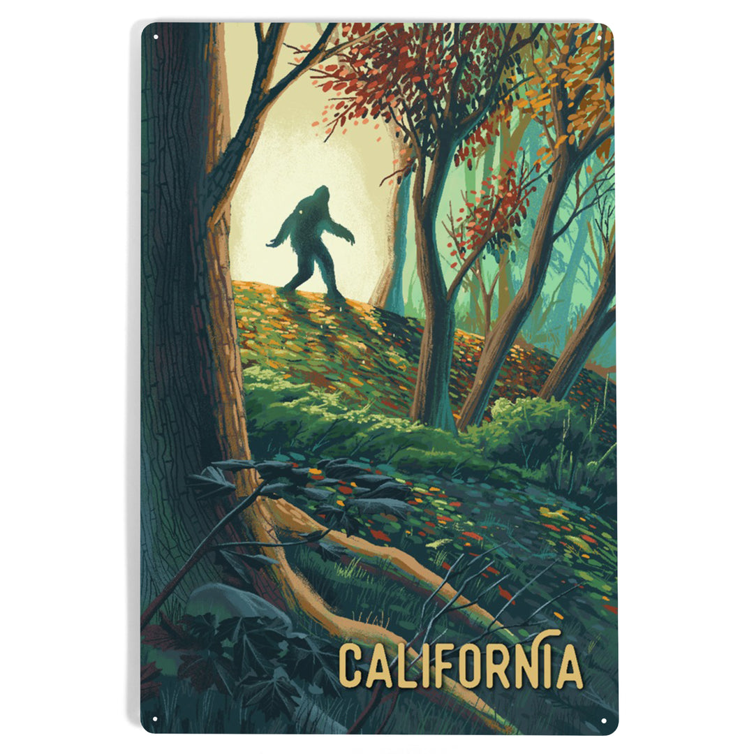 California, Wanderer, Bigfoot in Forest, Metal Signs