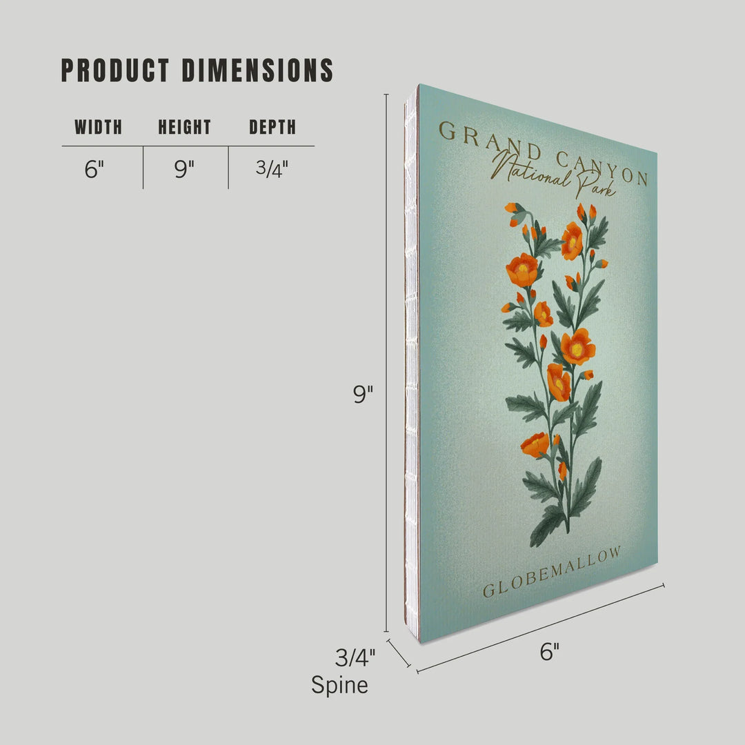 Lined 6x9 Journal, Grand Canyon National Park, Arizona, Globemallow, Vintage Flora, Lay Flat, 193 Pages, FSC paper