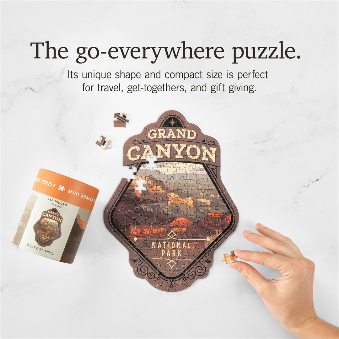 Lantern Press Mini Shaped Adult Jigsaw Puzzle, Protect Our National Parks (Grand Canyon)