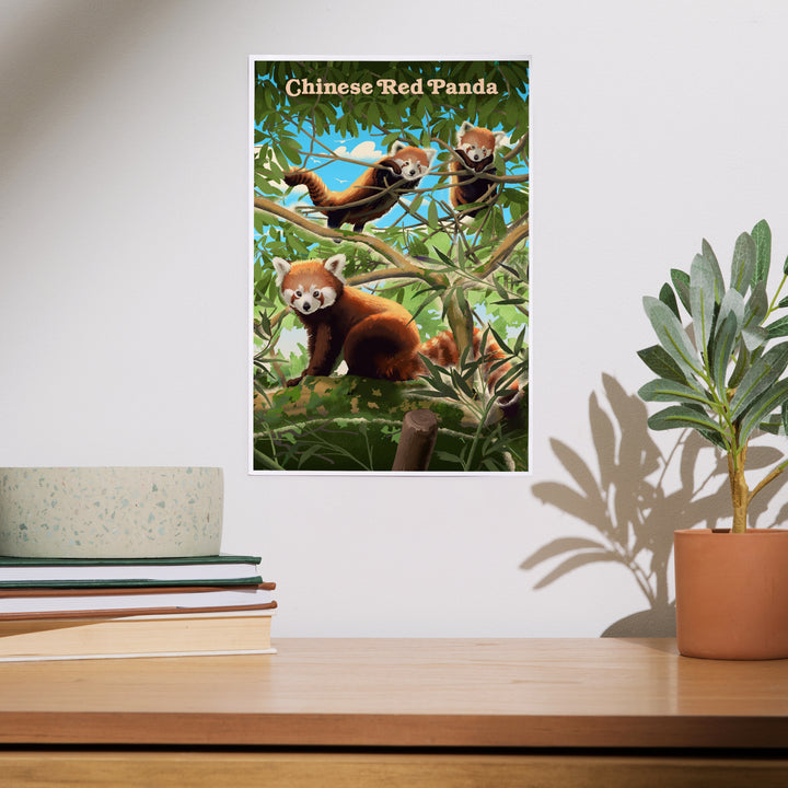 Lithograph Wildlife, Chinese Red Panda, Art & Giclee Prints