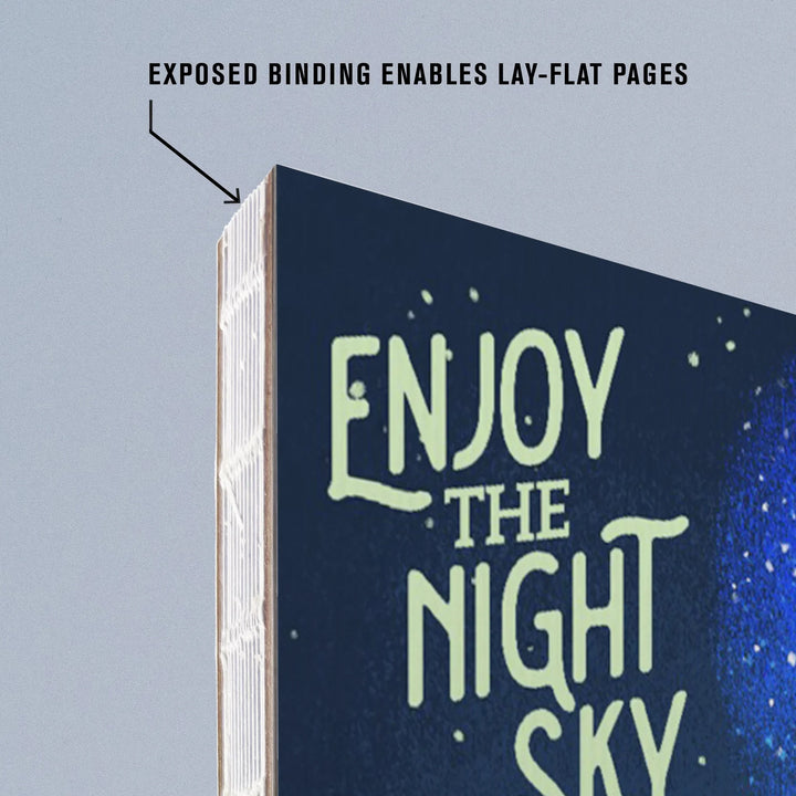 Lined 6x9 Journal, Yosemite National Park, California, Tent and Night Sky, Mid-Century Style, Lay Flat, 193 Pages, FSC paper