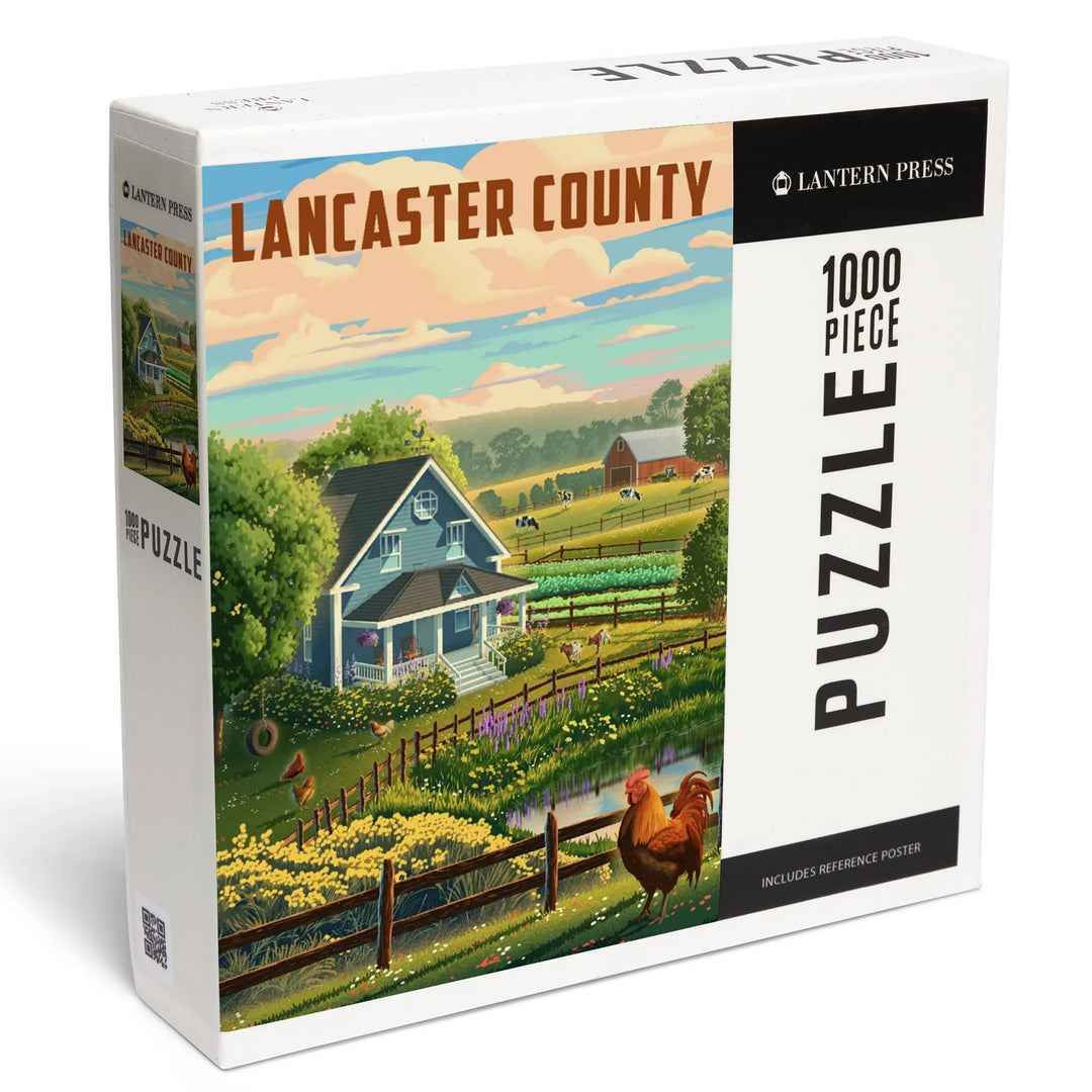 Lancaster County, Pennsylvania, Lithograph, Farm Life, 1000 Piece Jigsaw Puzzle