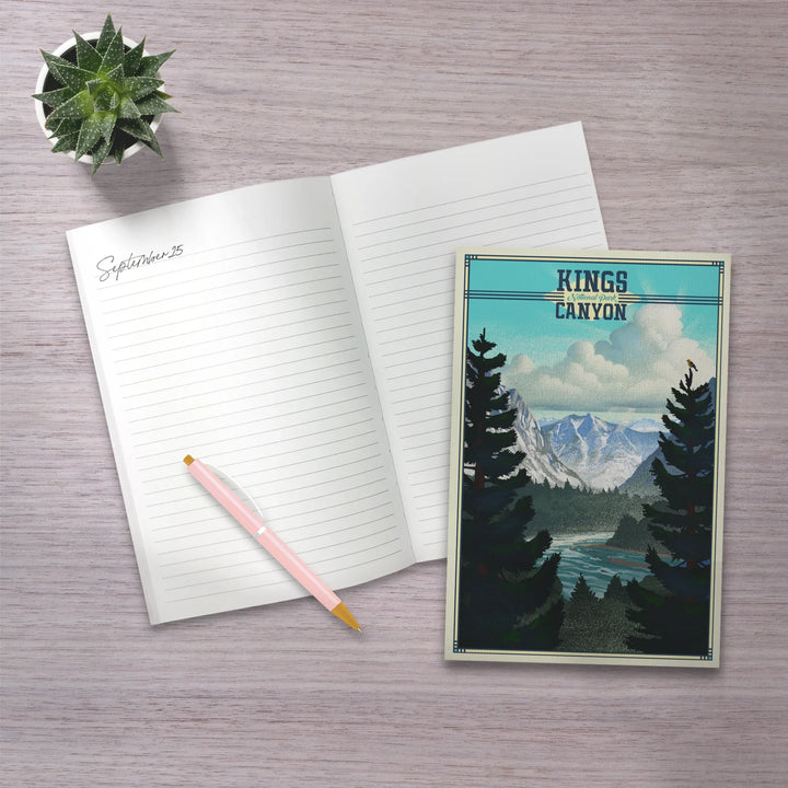 Lined 6x9 Journal, Kings Canyon National Park, Lithograph, Lay Flat, 193 Pages, FSC paper