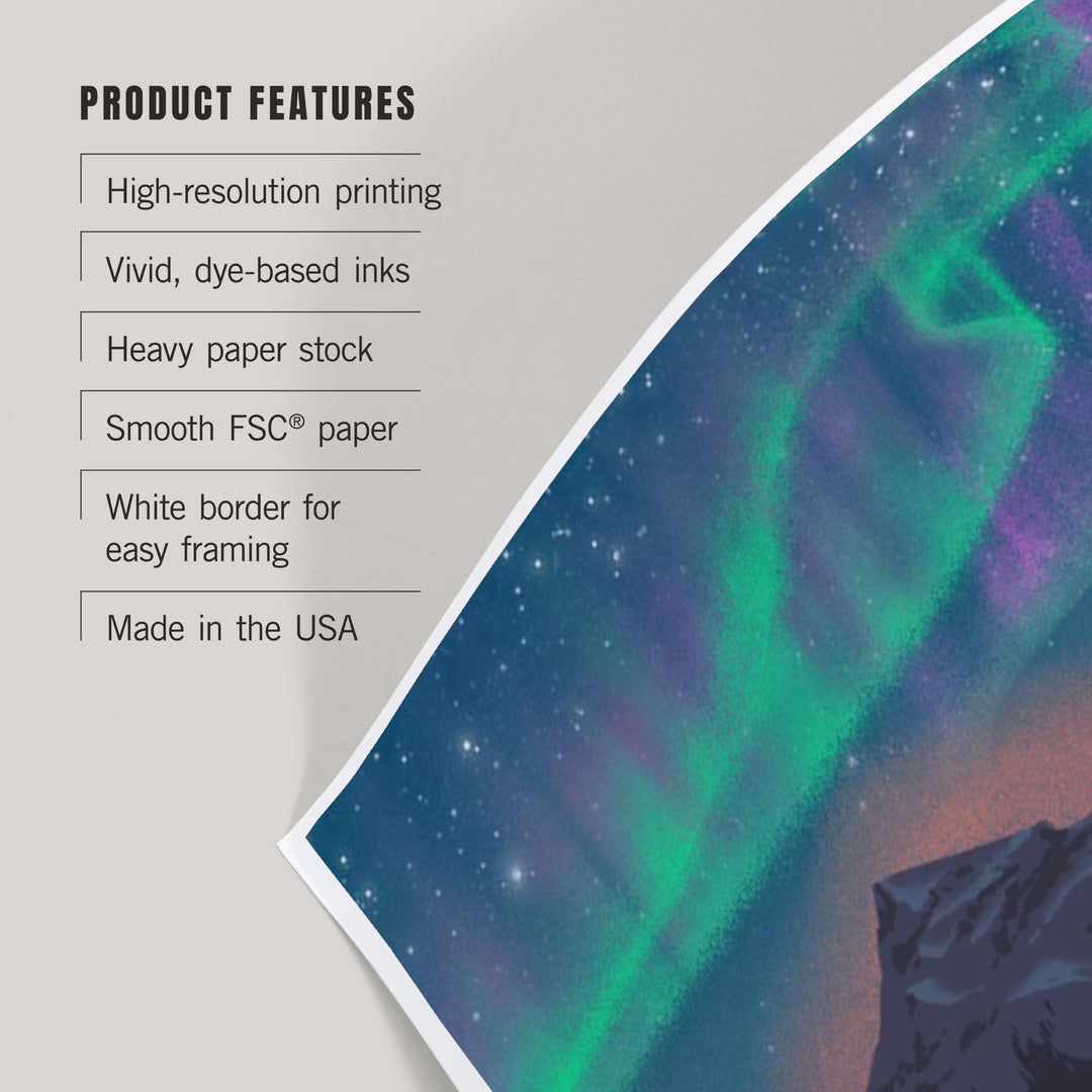 California, Village under Northern Lights, Art & Giclee Prints