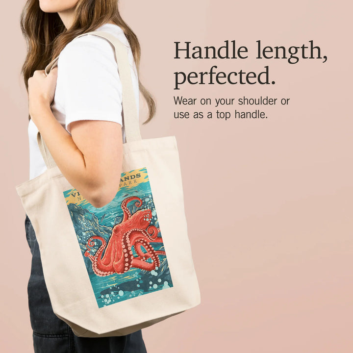 Virgin Islands National Park, Vintage Press, Octopus, Tote Bag