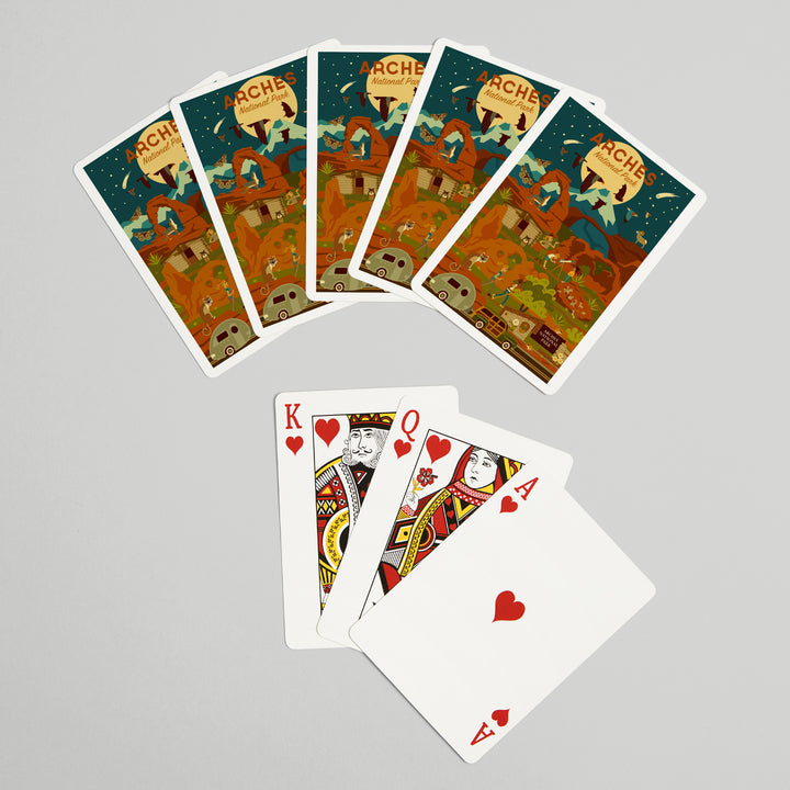 Playing Cards, Arches National Park, Utah, Geometric National Park Series, Night Scene, 52 Card Deck with Jokers in Box, Unique Art