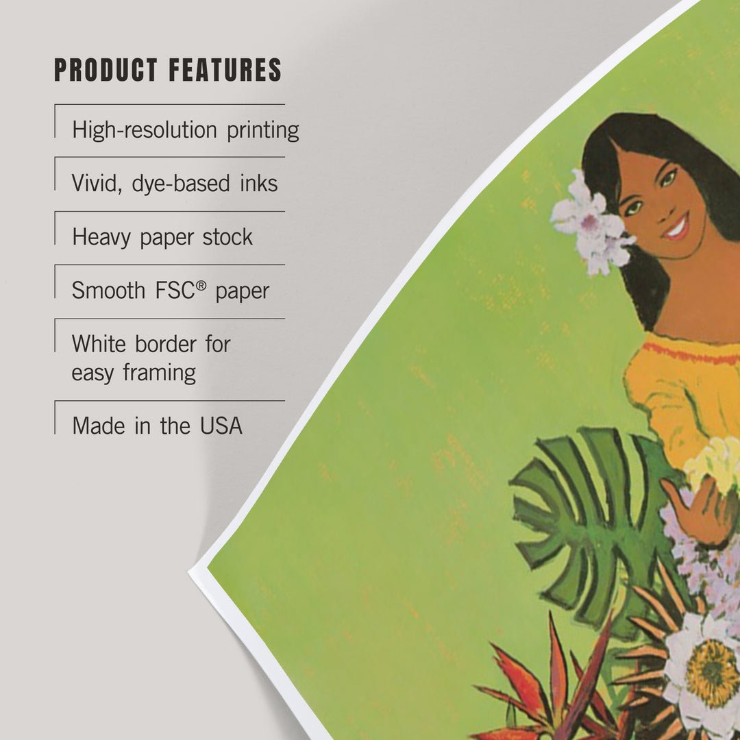 Hawaii, Welcome with Lei, Art & Giclee Prints