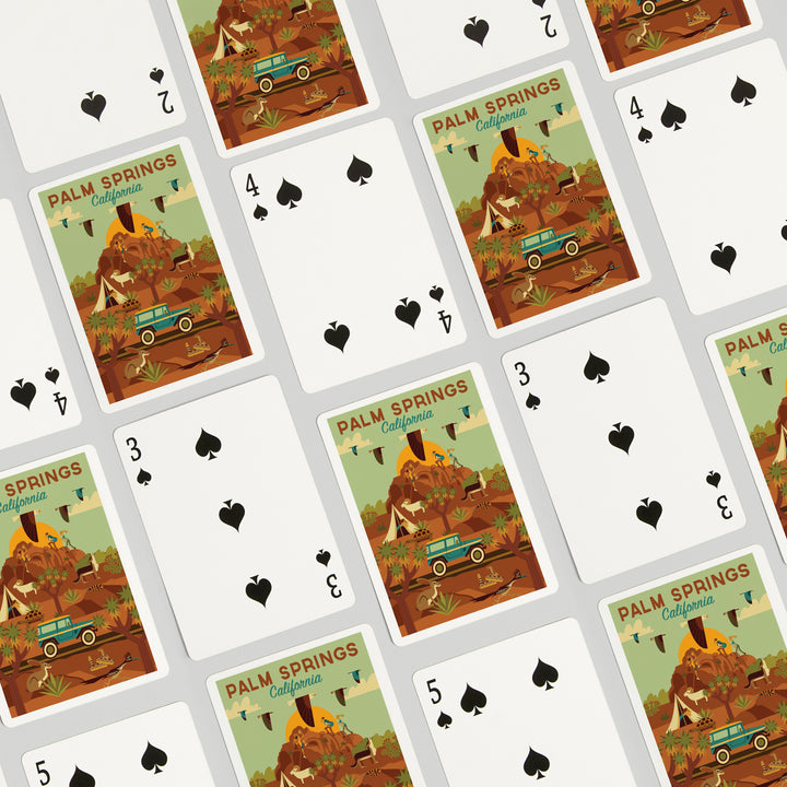 Playing Cards, Palm Springs, California, Geometric Series, 52 Card Deck with Jokers in Box, Unique Art
