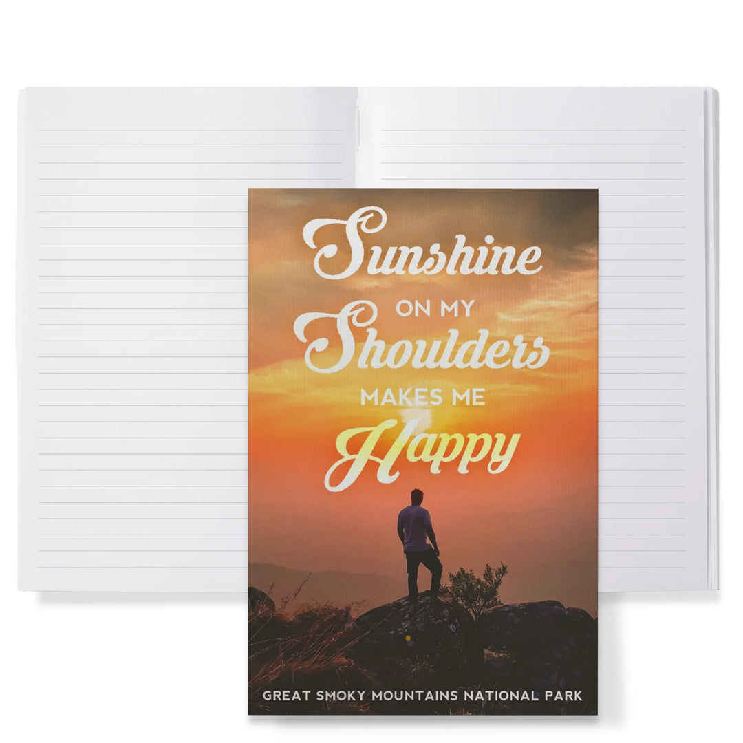 Lined 6x9 Journal, Great Smoky Mountains National Park, Tennessee, Sunshine Quote and Hiker, Photography, Lay Flat, 193 Pages, FSC paper