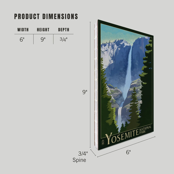 Lined 6x9 Journal, Yosemite National Park, California, Yosemite Falls, Lithography, Lay Flat, 193 Pages, FSC paper