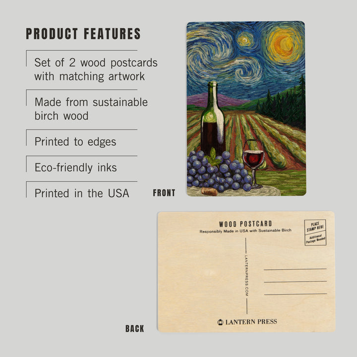 Vineyard, Starry Night, Wood Sign and Postcards