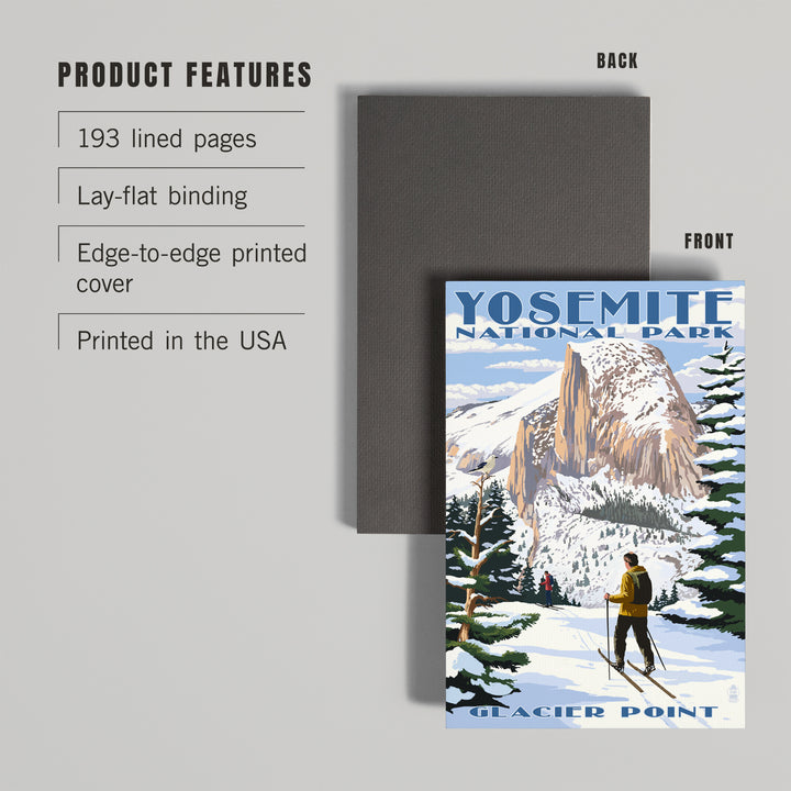 Lined 6x9 Journal, Yosemite National Park, California, Glacier Point and Half Dome, Ski Scene, Lay Flat, 193 Pages, FSC paper