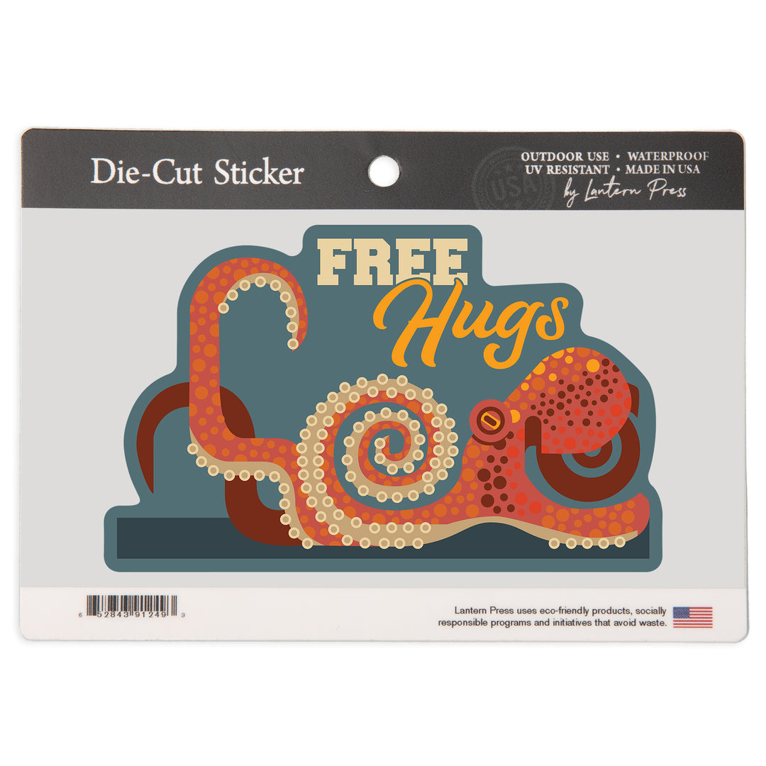 Octopus, Geometric, Free Hugs, Vinyl Sticker