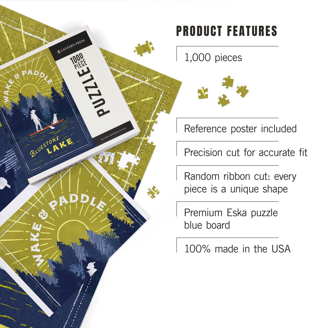 Bluestone Lake, WV, Lake Life Series, Wake and Paddle, Landscape With Trees, 1000 Piece Jigsaw Puzzle