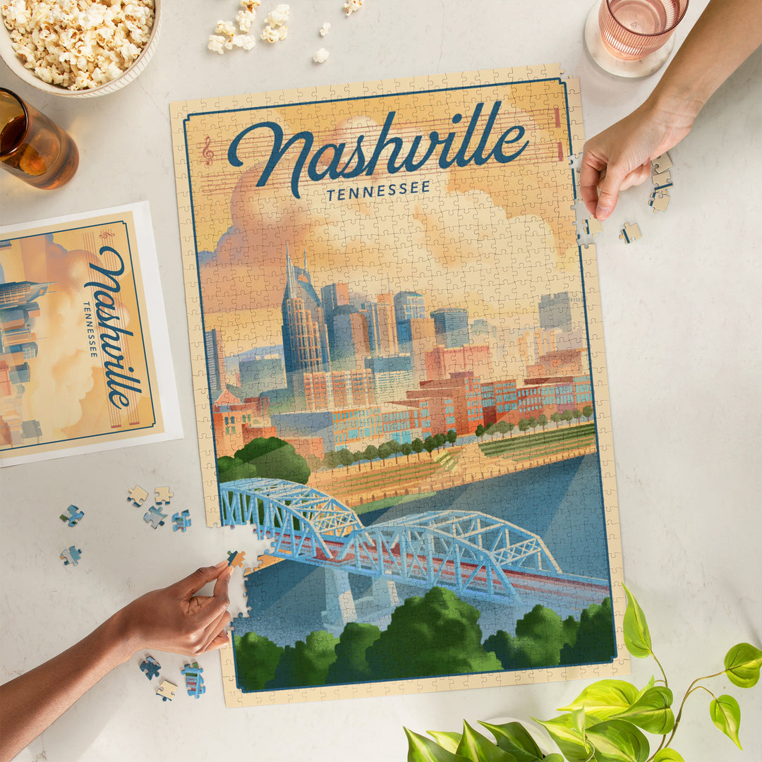Nashville, Tennessee, Lithograph City Series, Jigsaw Puzzle