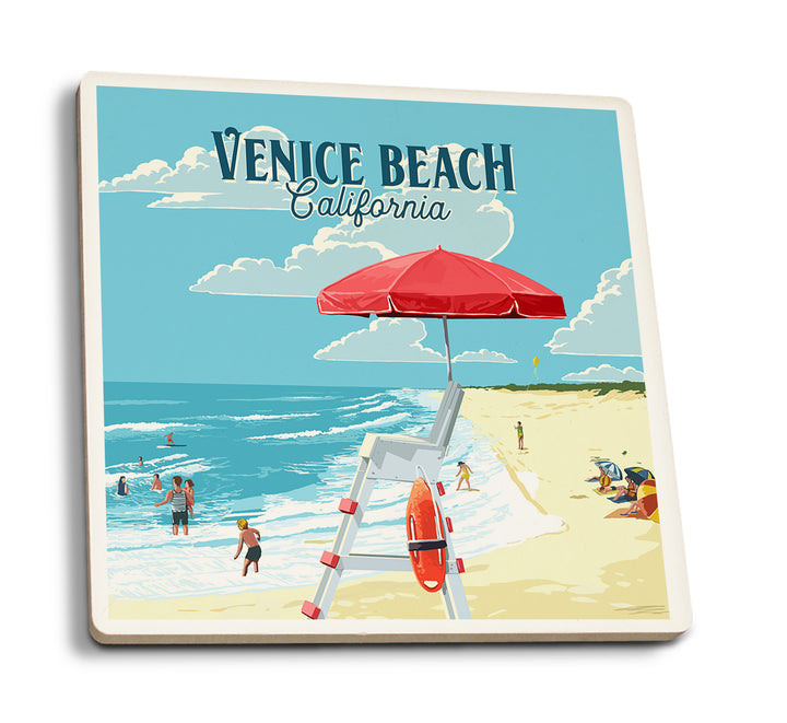 Venice Beach, California, Lifeguard Stand, Coaster Set