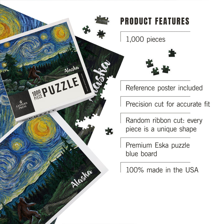 Alaska, Starry Night, Bigfoot, Jigsaw Puzzle